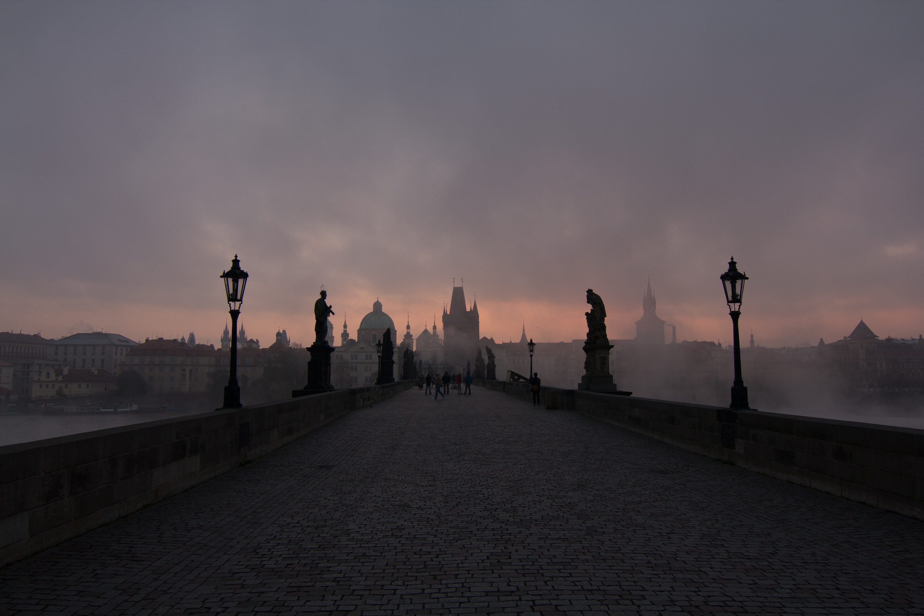 Charles Bridge in Prague at dusk